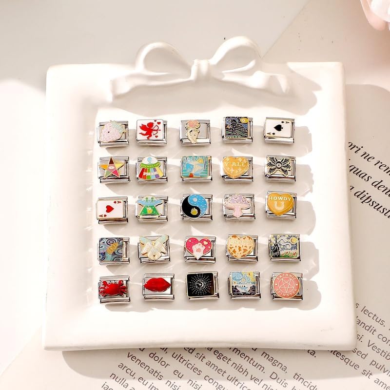 Loozykit Store Italian Charm Bracelet Sets with 1Pcs Start Bracelet,10Pcs Module Charms and Opening Tool DIY Removable Charms Stainless Steel Links Jewelry Gifts - Image 2